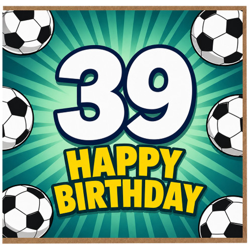 39th Birthday Card, Football Themed Happy Birthday Card