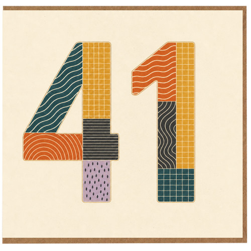 41st Birthday Card, Retro Patterned Number 41 Birthday Card