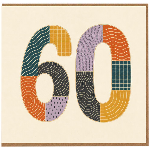 60th Birthday Card, Stylish Patchwork Number 60 Design