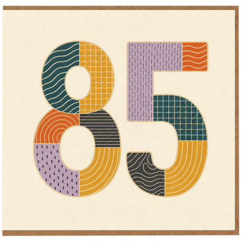 85th Birthday Card, Retro Patchwork Number 85 Birthday Card