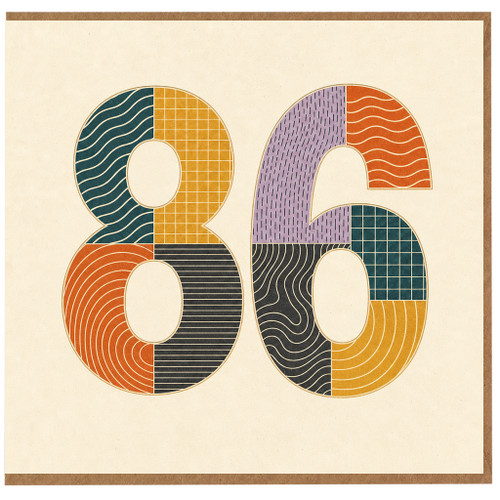 86th Birthday Card, Retro Patchwork Number 80 Design
