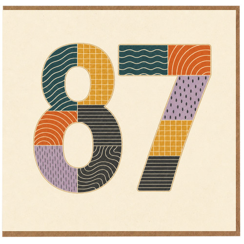 87th Birthday Card, Retro Pattern Number 87 Greeting Card