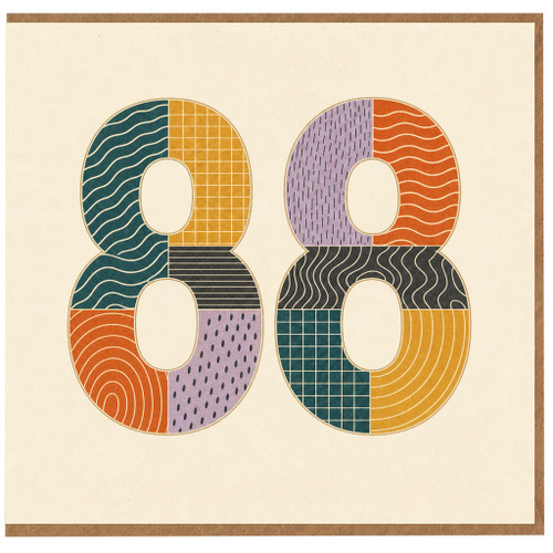 88th Birthday Card, Retro Patterned Number 88 Card