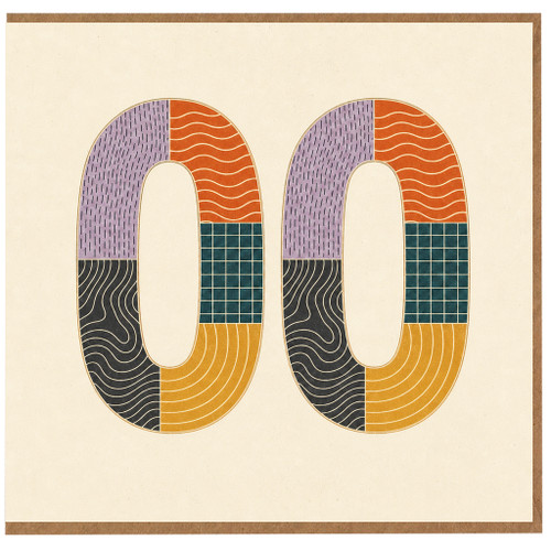 99th Birthday Card, Retro Geometric Patchwork Greeting Card