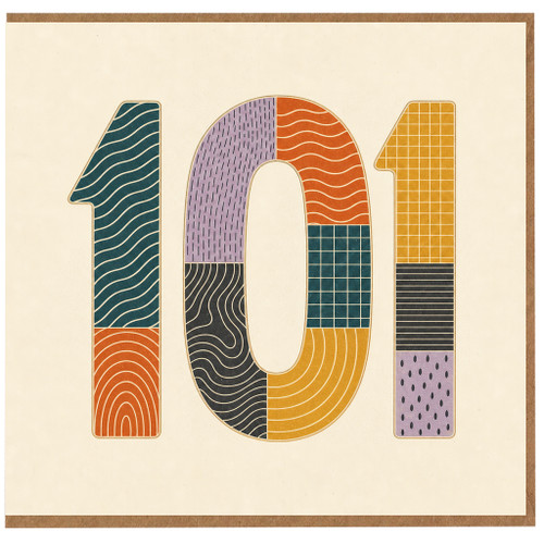 101st Birthday Card, Colourful Patterned Number 101 Card
