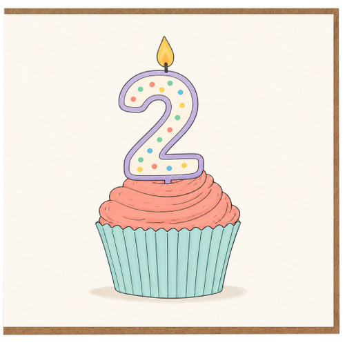 2nd Birthday Card, Cute Cupcake Birthday Card
