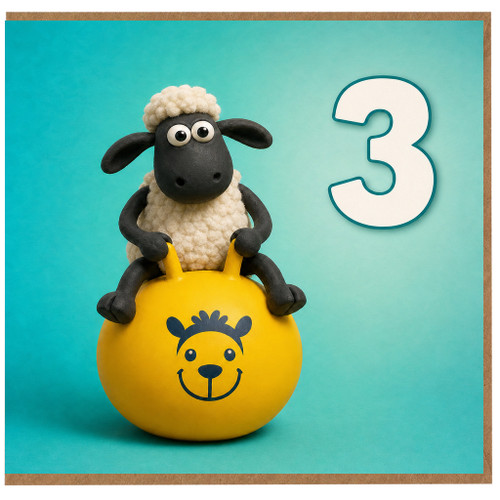 3rd Birthday Card, Cute Sheep and Number 3