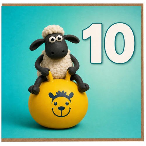 10th Birthday Card, Cute Sheep and Bouncing Ball Design