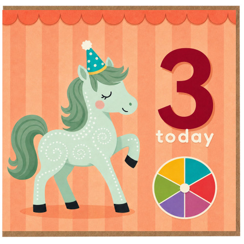 3rd Birthday Card, Unicorn 3 Today Card