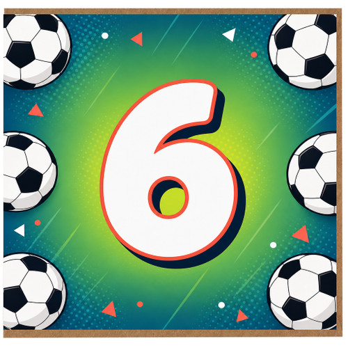 6th Birthday Card, Football Soccer Theme