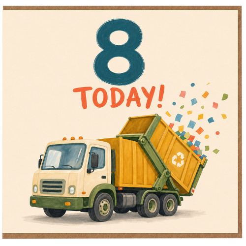 8th Birthday Card, Dump Truck Birthday Card