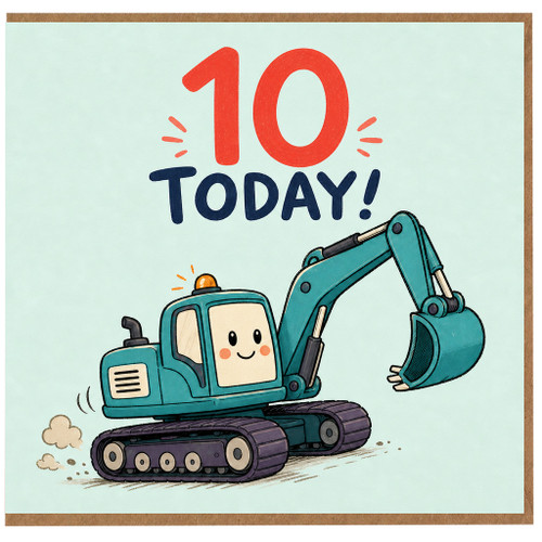 10th Birthday Card, Fun Digger 10 Today Card