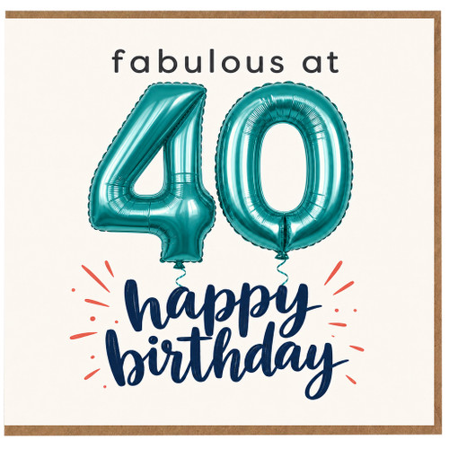 40th Birthday Card, Fabulous at 40 Happy Birthday Card