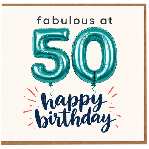 50th Birthday Card, Fabulous at 50 Happy Birthday Card
