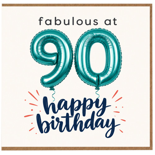 90th Birthday Card, Fabulous at 90 Happy Birthday Card
