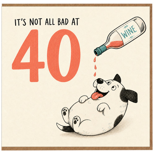 40th Birthday Card, Funny na Wine Card for Him or Her