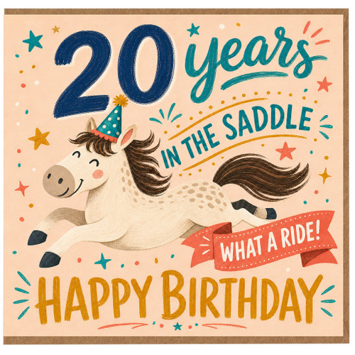 20th Birthday Card, 20 Years in the Saddle Horse Card, What a Ride Happy Birthday Card