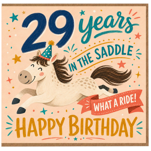 29th Birthday Card, Unicorn Happy Birthday Card, What a Ride!