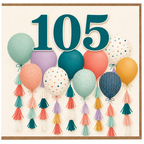 105th Birthday Card, Colourful Balloons Celebration Card
