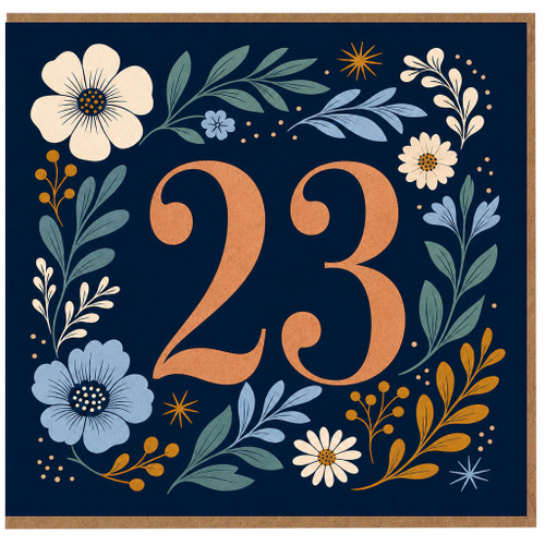 23rd Birthday Card, Floral Design