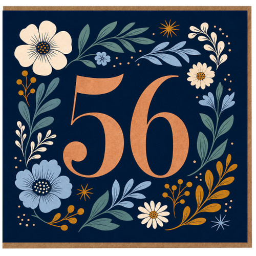 56th Birthday Card, Floral Design
