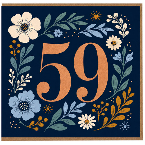 59th Birthday Card, Floral Botanical Design