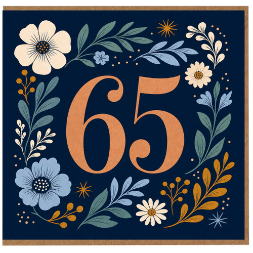 65th Birthday Card, Floral Age 65 Card