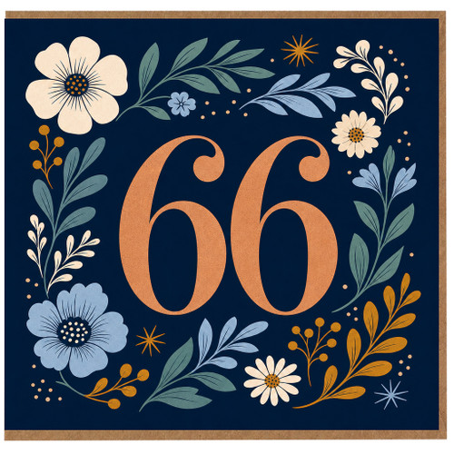 66th Birthday Card, Floral Milestone Birthday Card