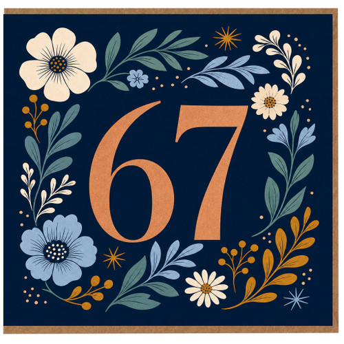 67th Birthday Card, Floral Design