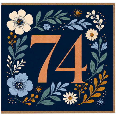 74th Birthday Card, Floral Number 74 Birthday Card