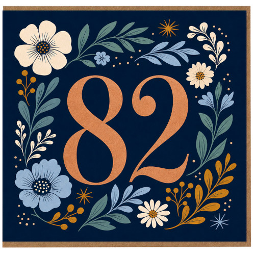 82nd Birthday Card, Floral Age 82 Birthday Card