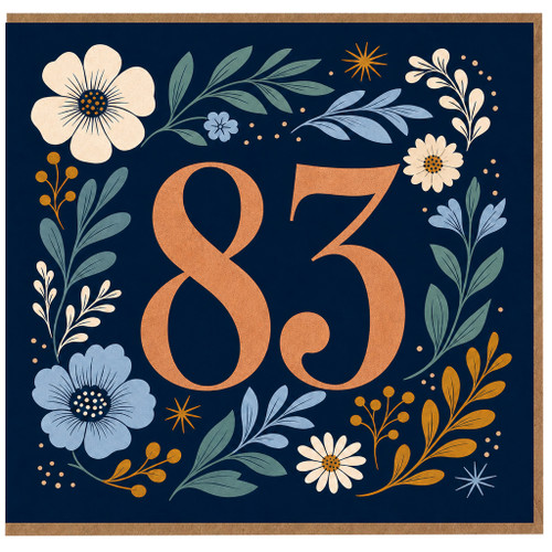 83rd Birthday Card, Floral Number 83 Birthday Card