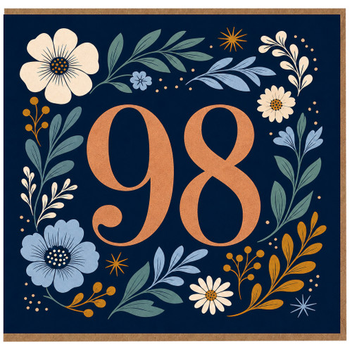 98th Birthday Card, Floral Age 98 Card