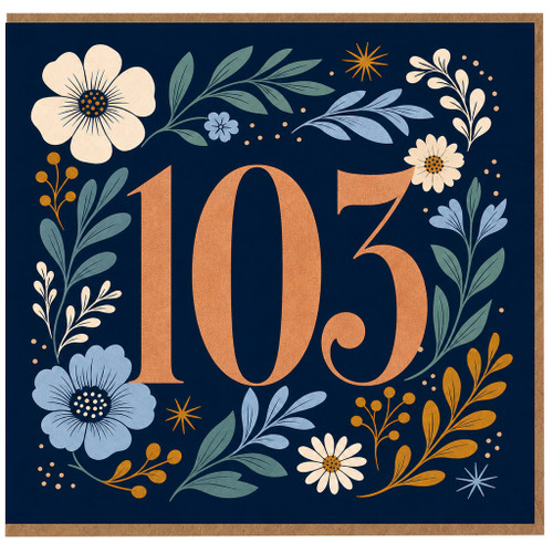 103rd Birthday Card, Floral Milestone Birthday Card