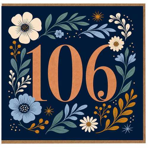 106th Birthday Card, Floral Milestone Age 106 Card