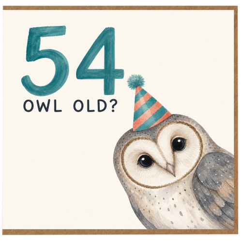 54th Birthday Card, Funny Owl Old? Birthday Card