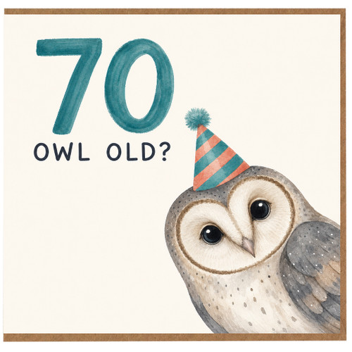 70th Birthday Card, Owl Old Funny Owl Birthday Card