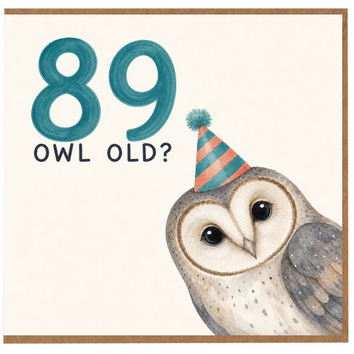 89th Birthday Card, Funny 89 Owl Old? Birthday Card