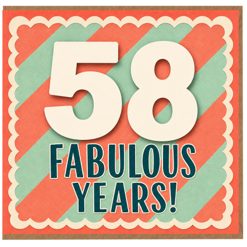 58th Birthday Card, Fabulous Years Card