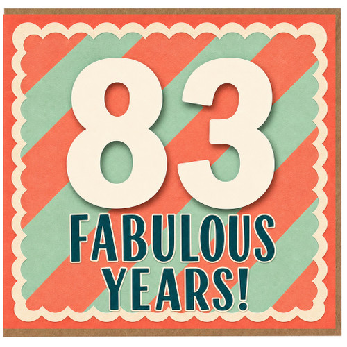 83rd Birthday Card, Fabulous Years, Vintage Style Age 83 Birthday Card