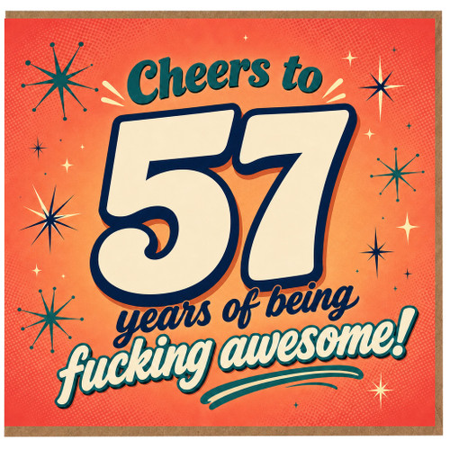57th Birthday Card, Retro Funny 57 Years of Being Awesome Birthday Card