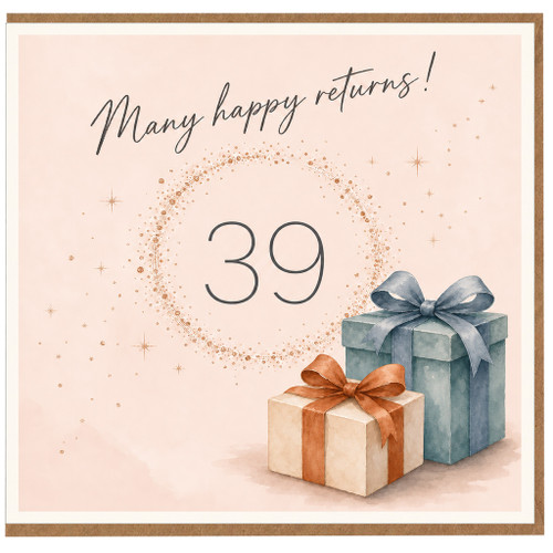 39th Birthday Card, Many Happy Returns Card for Her