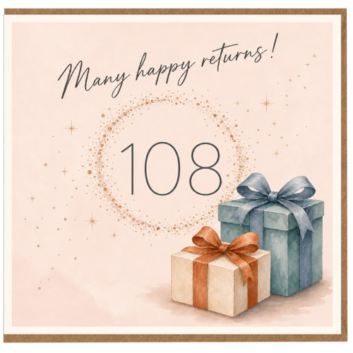 108th Birthday Card, Many Happy Returns, Elegant Gift Design