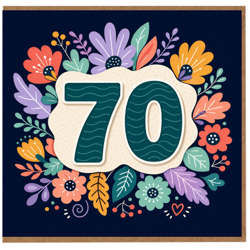 70th Birthday Card, Floral Number 70