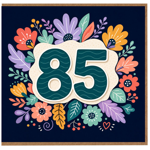 85th Birthday Card, Floral Number 85 Card