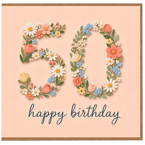 60th Birthday Card, Floral Happy Birthday Card