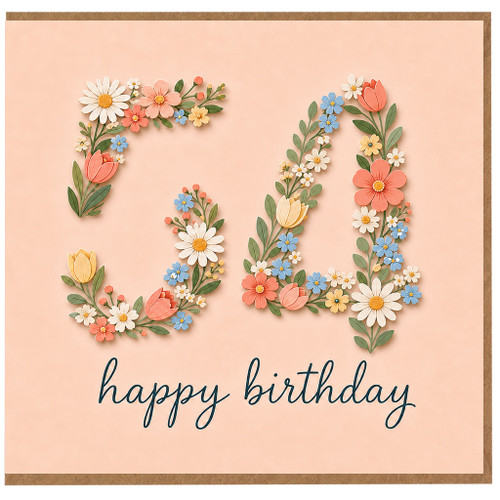 74th Birthday Card, Floral Happy Birthday Card
