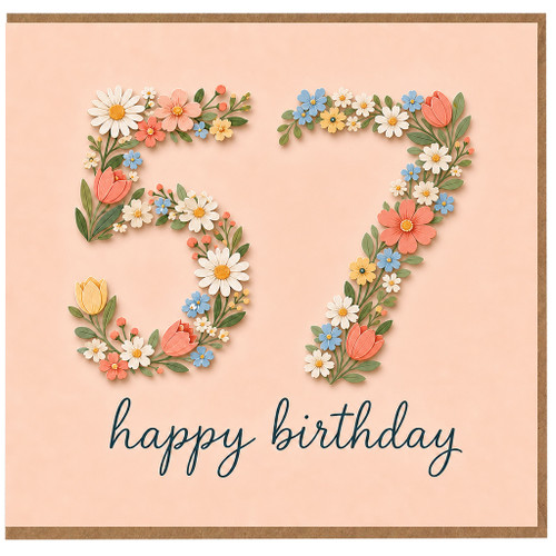 87th Birthday Card, Floral Happy Birthday Card