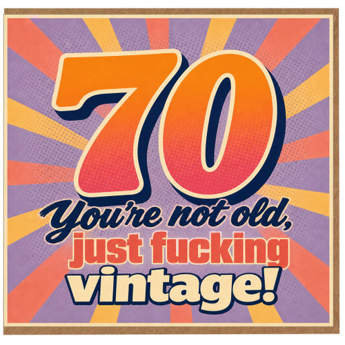 70th Birthday Card, Funny Vintage Style Retro Humour Card