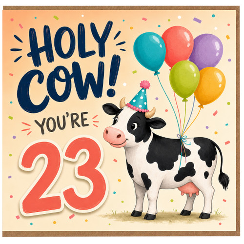 23rd Birthday Card, Holy Cow You're 23 Card